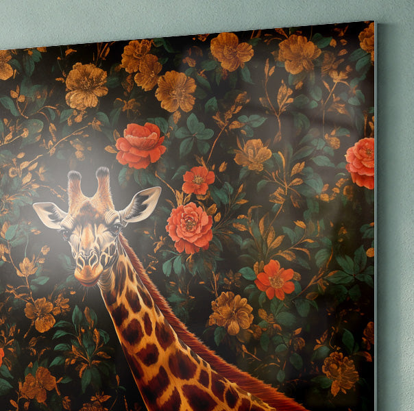 Giraffe Rose Floral Black African American canvas print view 22