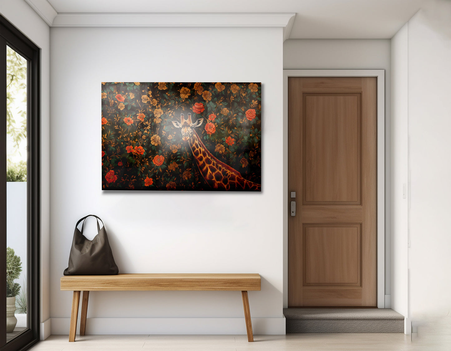 Giraffe Rose Floral Black African American canvas print view 23