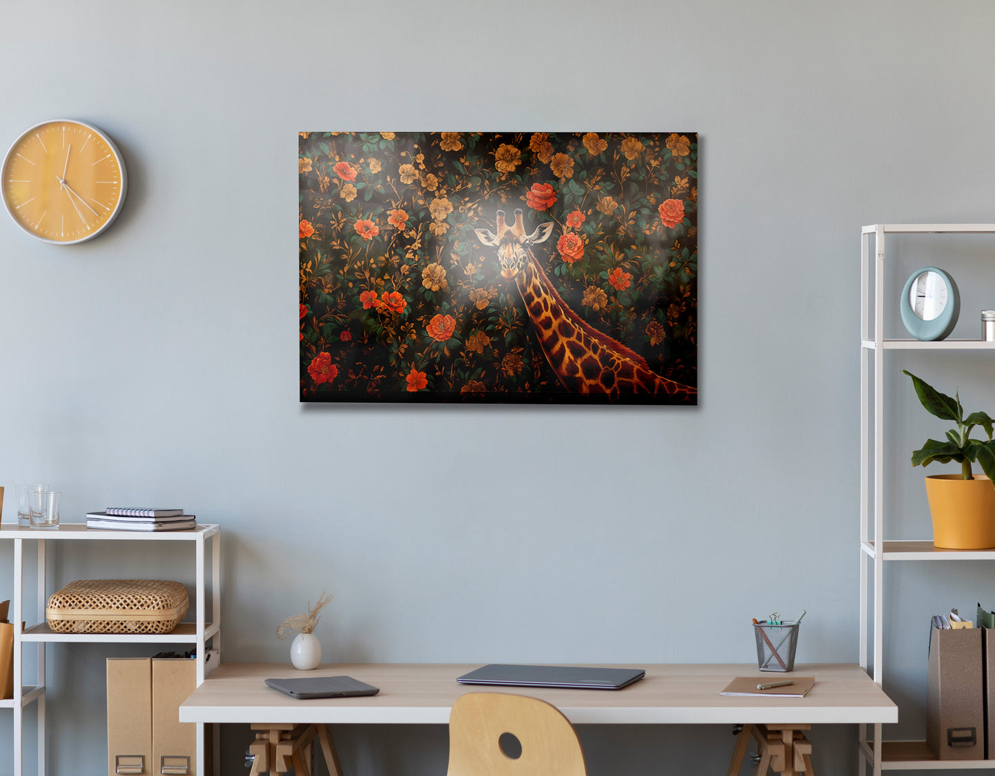 Giraffe Rose Floral Black African American canvas print view 24