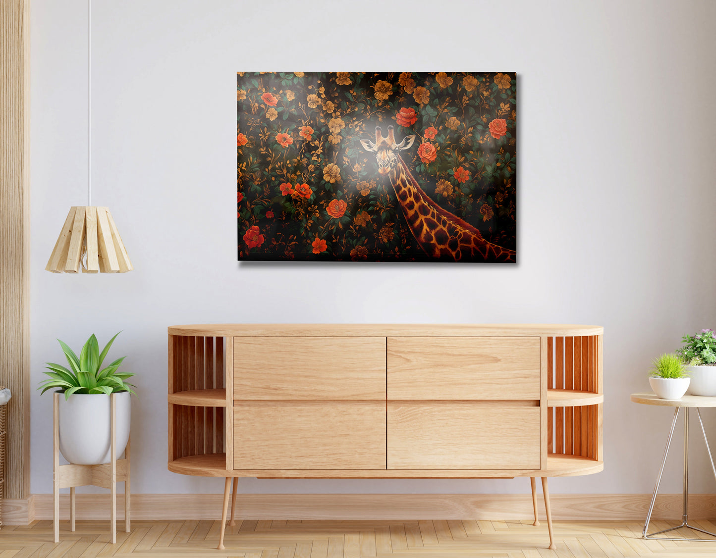 Giraffe Rose Floral Black African American canvas print view 20