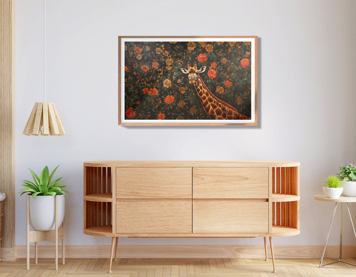 Giraffe Rose Floral Black African American canvas print view 80