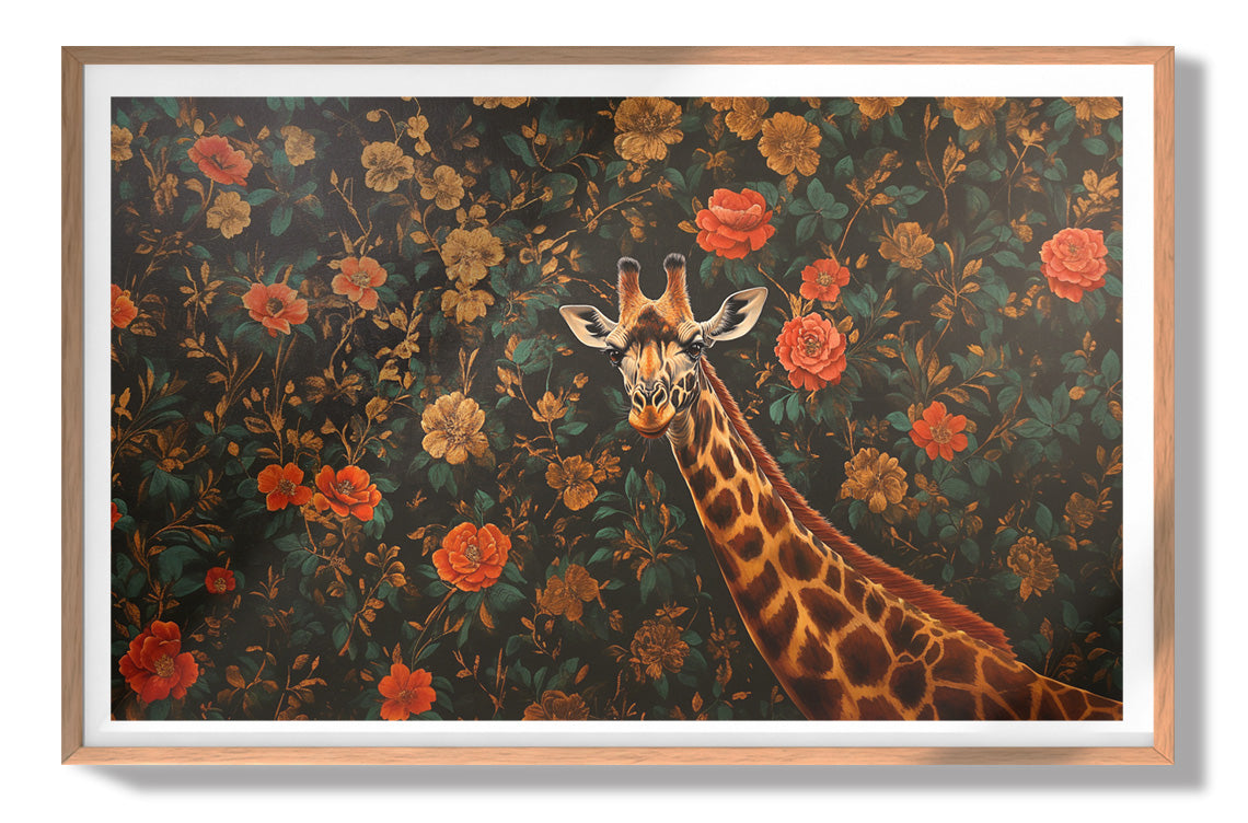 Giraffe Rose Floral Black African American canvas print view 79
