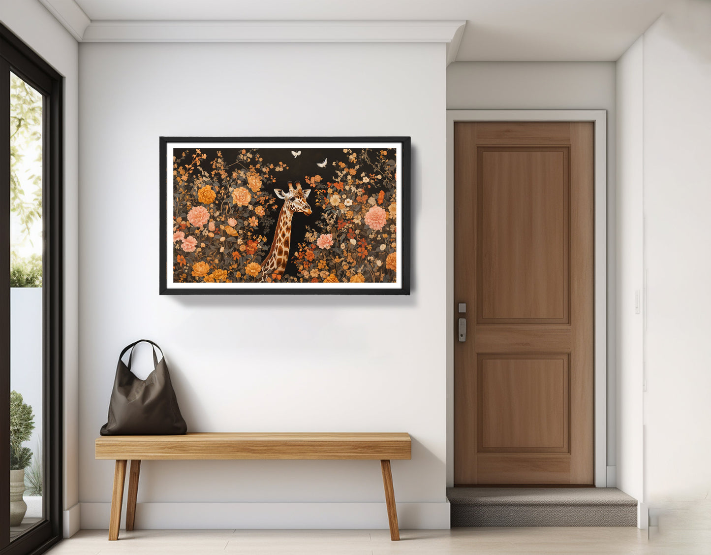 Giraffe Dark Floral African American canvas print view 71
