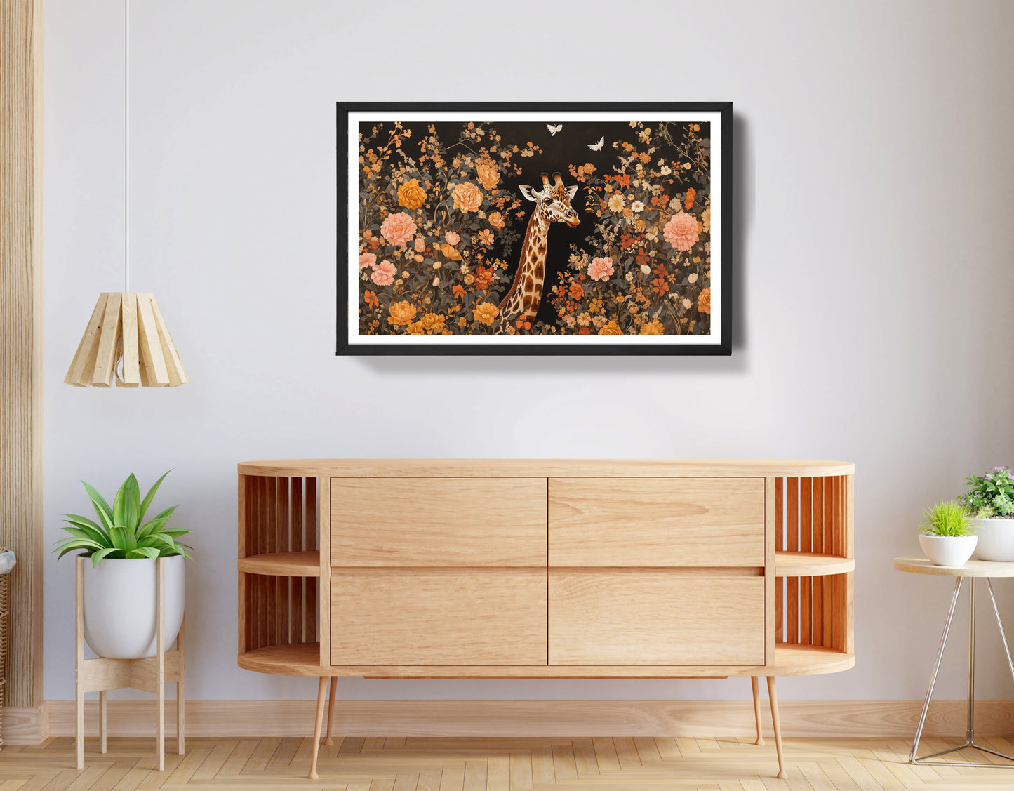 Giraffe Dark Floral African American canvas print view 68