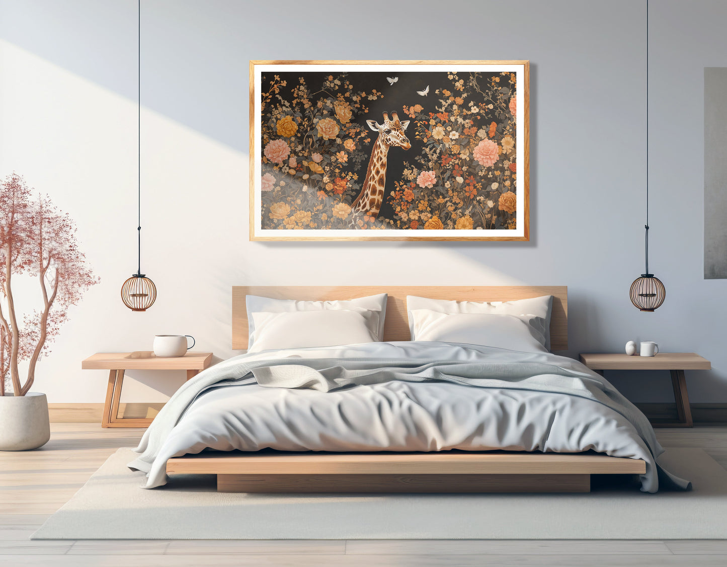 Giraffe Dark Floral African American canvas print view 75