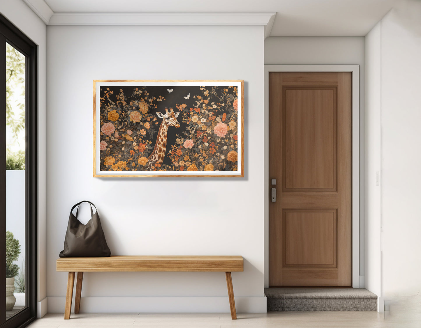 Giraffe Dark Floral African American canvas print view 77