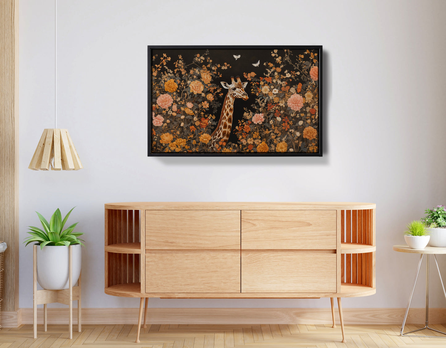 Giraffe Dark Floral African American canvas print view 26