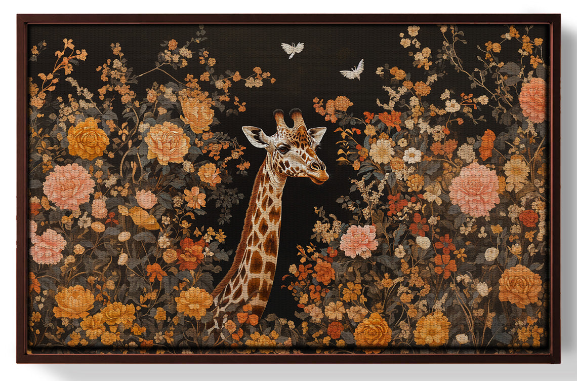 Giraffe Dark Floral African American canvas print view 31