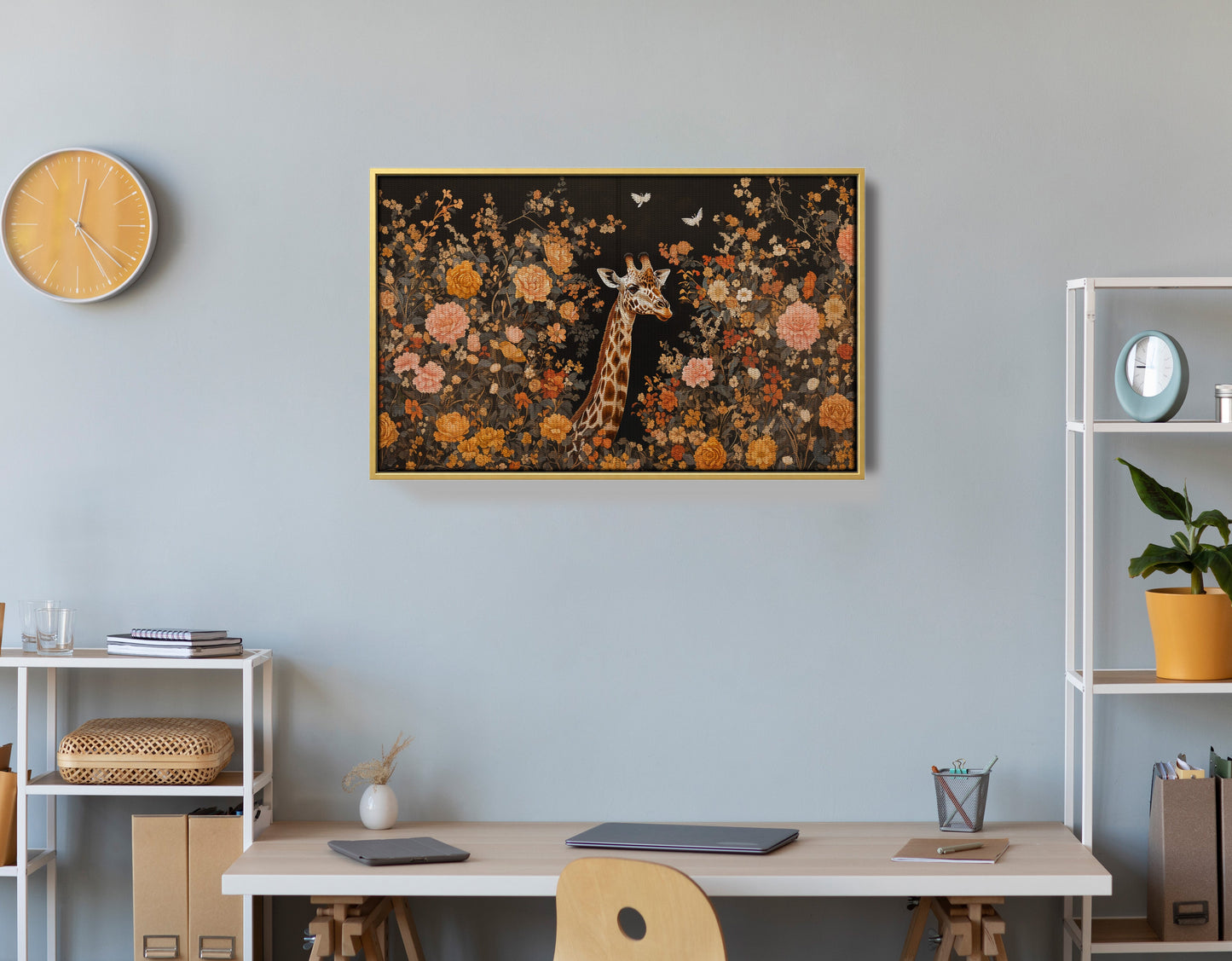 Giraffe Dark Floral African American canvas print view 42