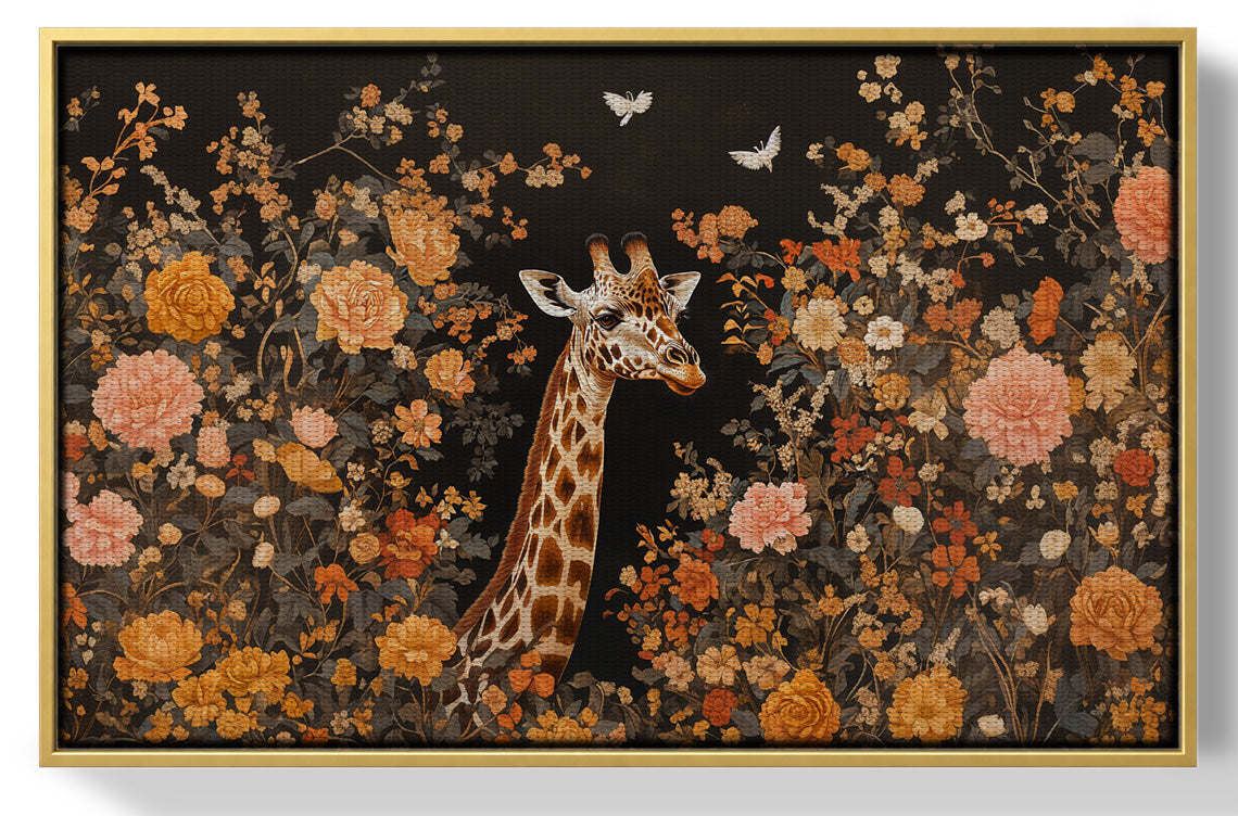 Giraffe Dark Floral African American canvas print view 37