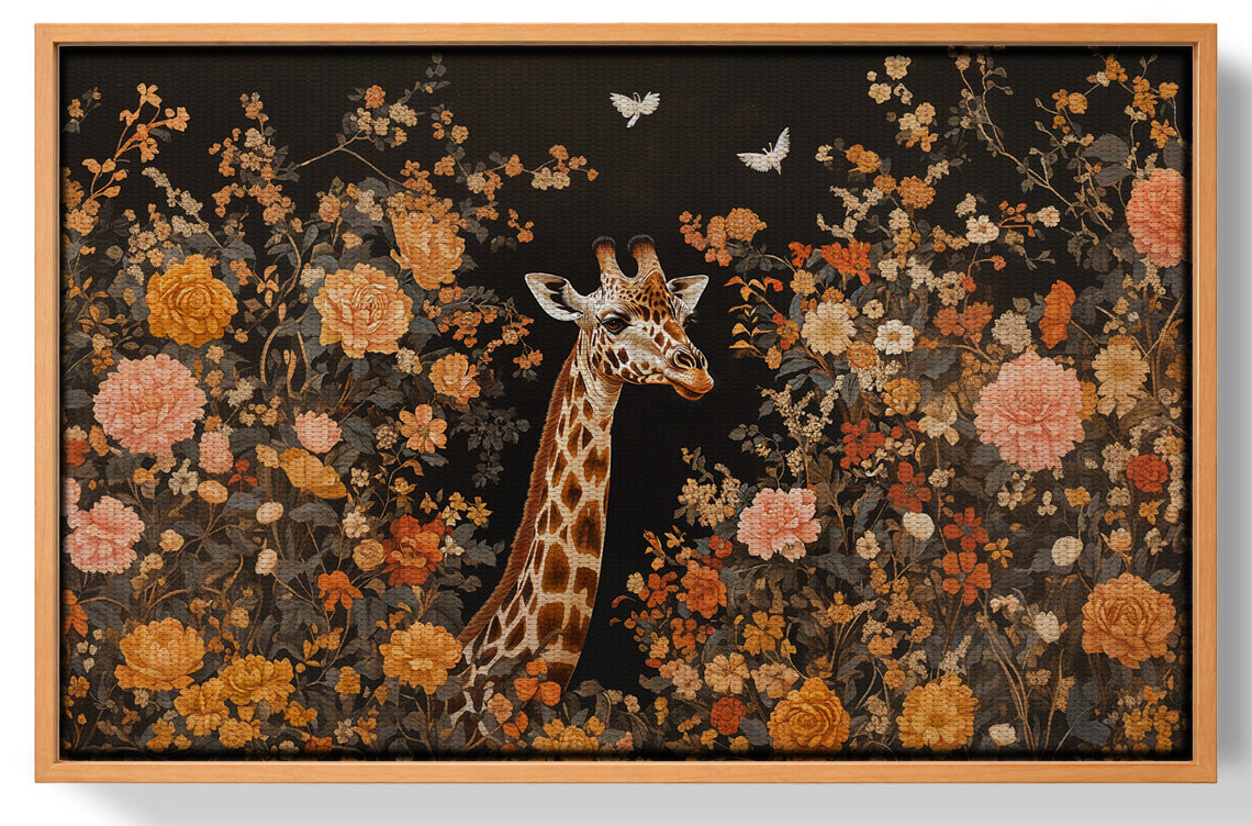 Giraffe Dark Floral African American canvas print view 43