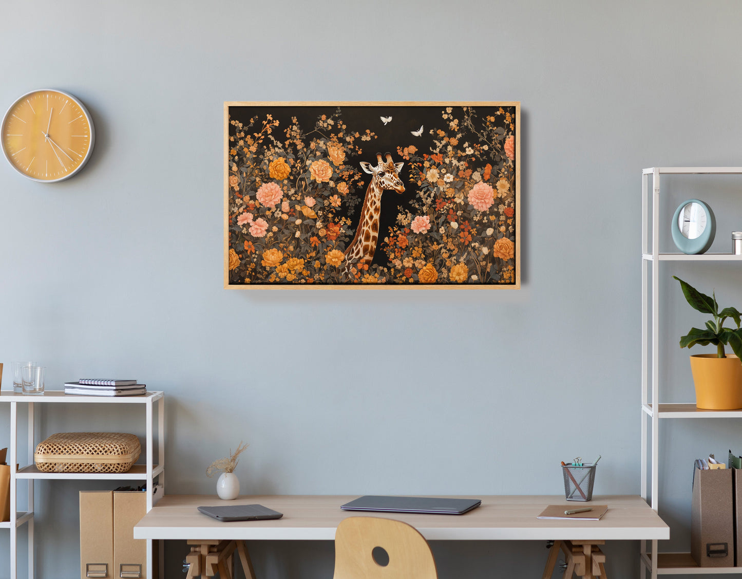 Giraffe Dark Floral African American canvas print view 54