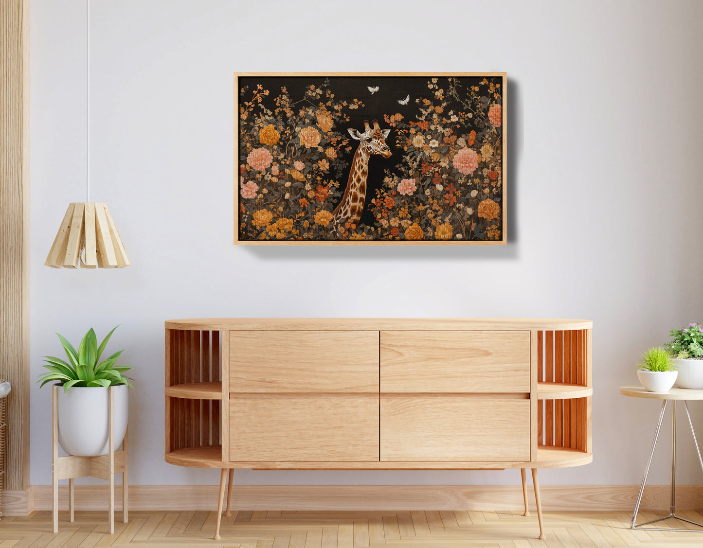 Giraffe Dark Floral African American canvas print view 50