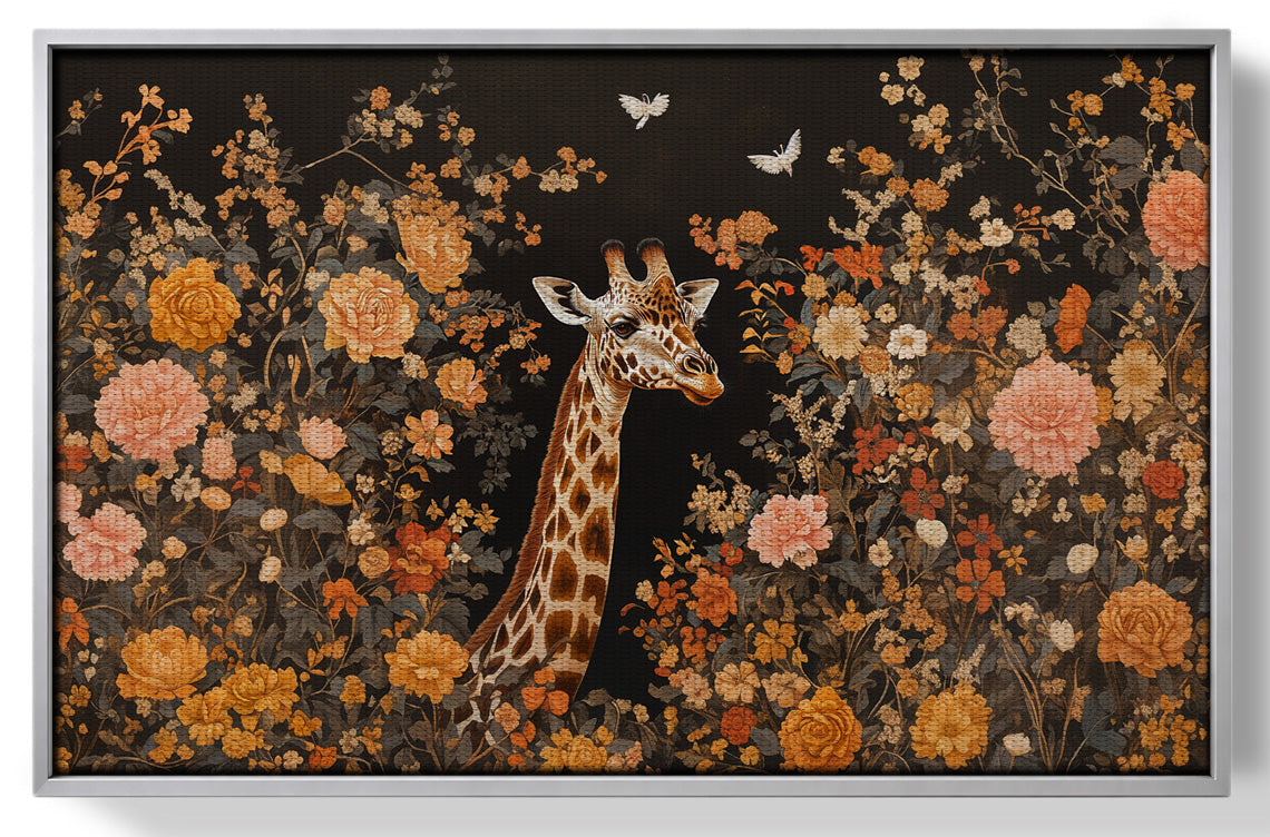 Giraffe Dark Floral African American canvas print view 55