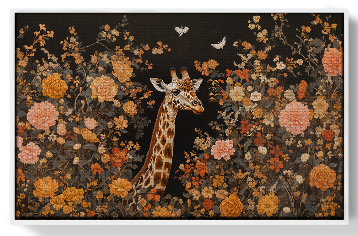 Giraffe Dark Floral African American canvas print view 61