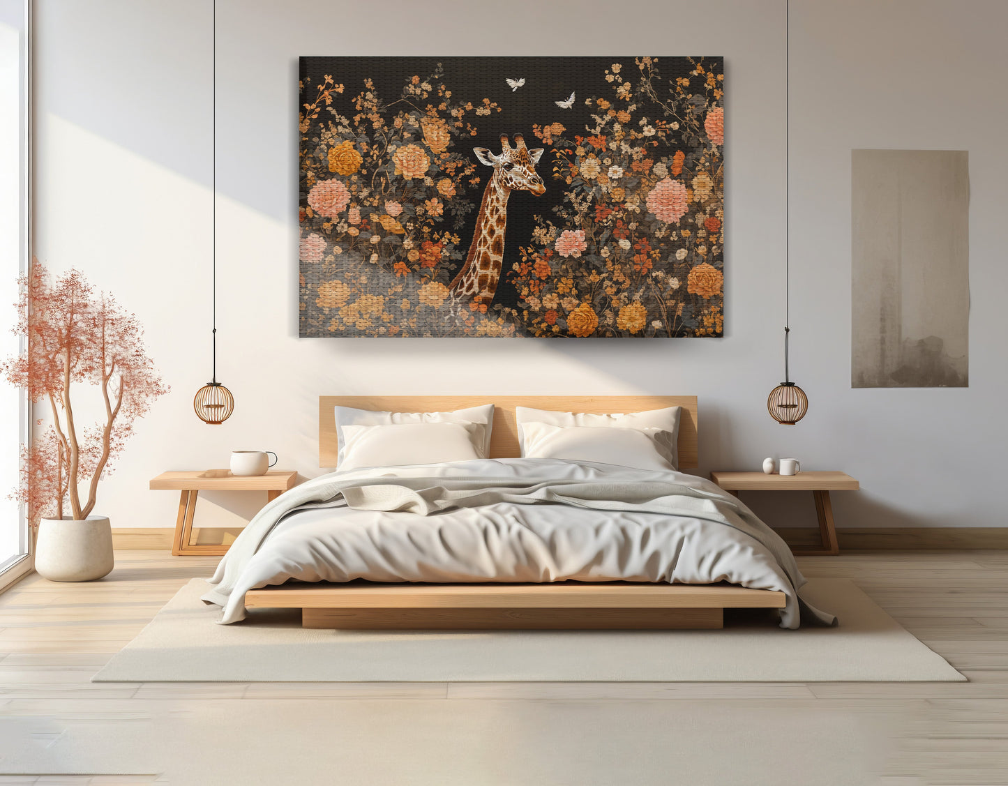 Giraffe Dark Floral African American canvas print view 15