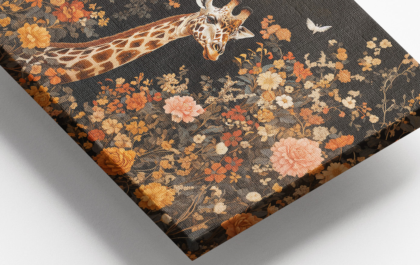 Giraffe Dark Floral African American canvas print view 16