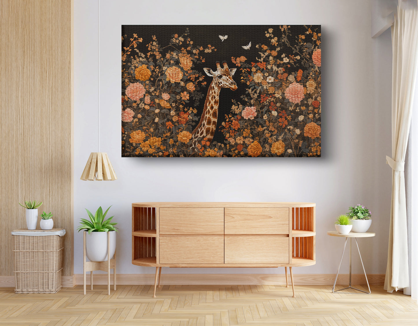 Giraffe Dark Floral African American canvas print view 14