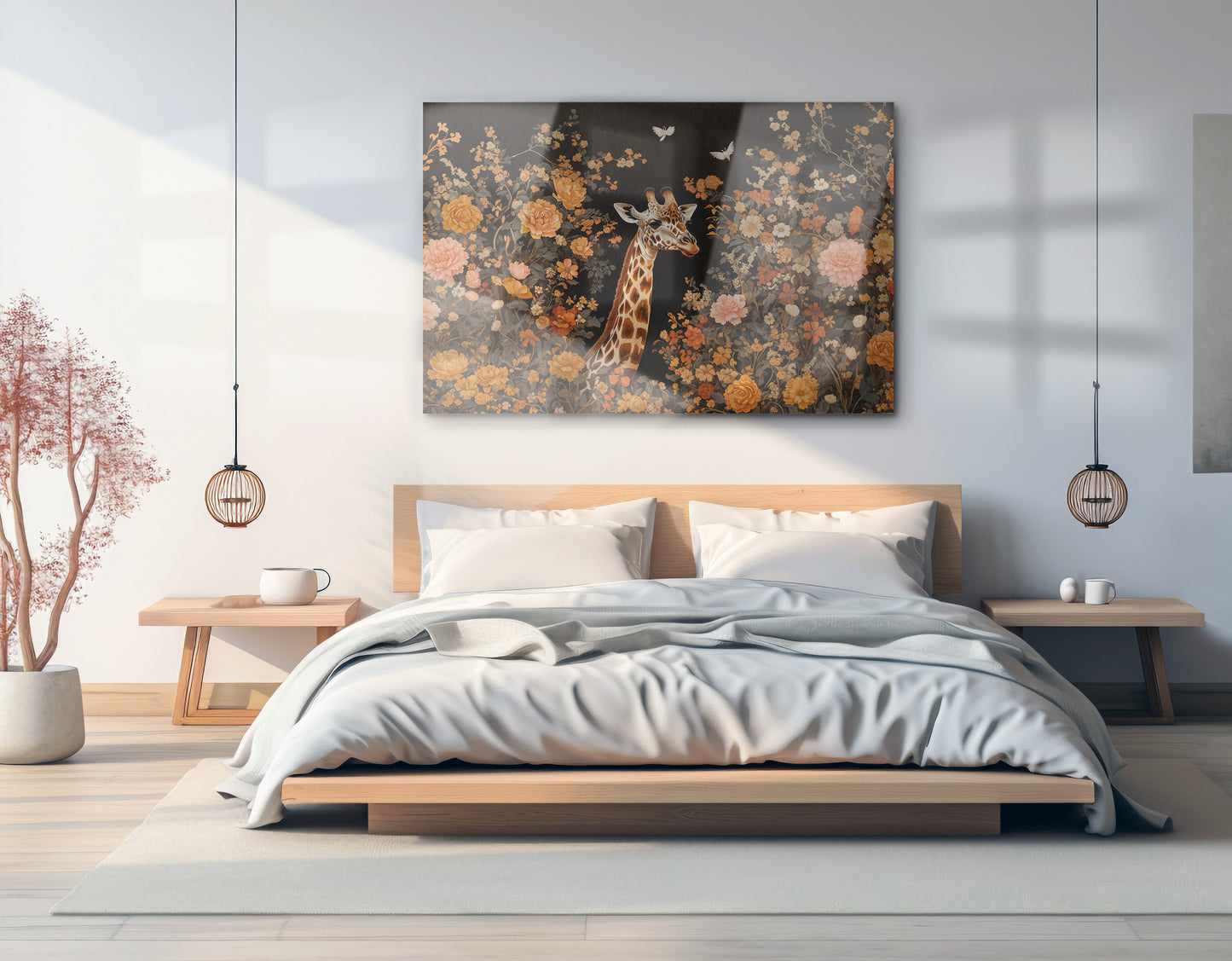 Giraffe Dark Floral African American canvas print view 21