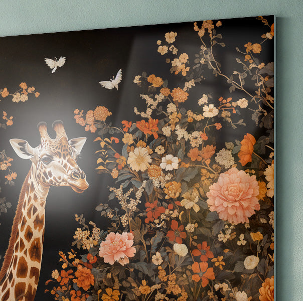 Giraffe Dark Floral African American canvas print view 22