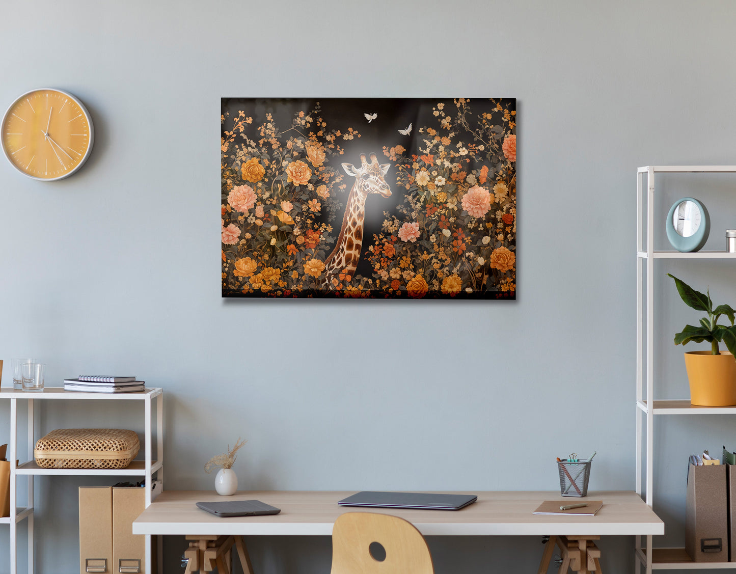 Giraffe Dark Floral African American canvas print view 24