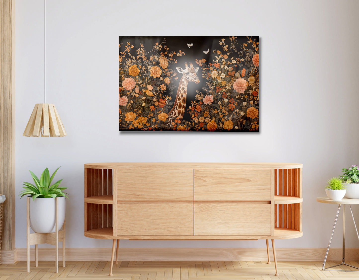Giraffe Dark Floral African American canvas print view 20