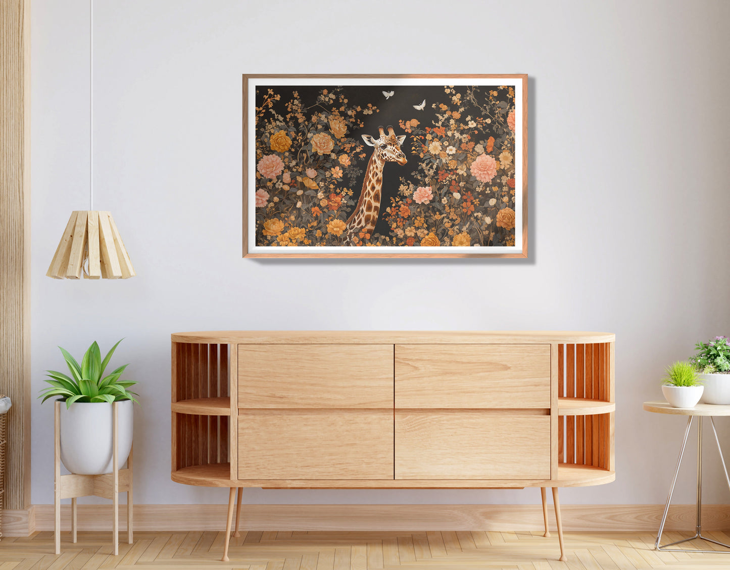 Giraffe Dark Floral African American canvas print view 80