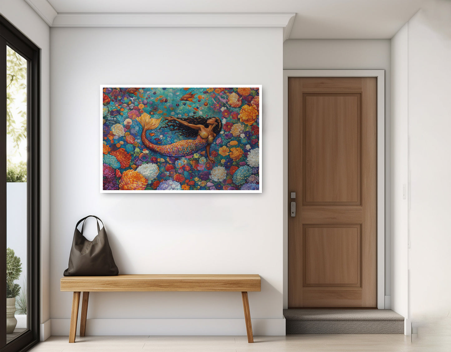 Black Mermaid Coral Reef African American canvas print home decor view