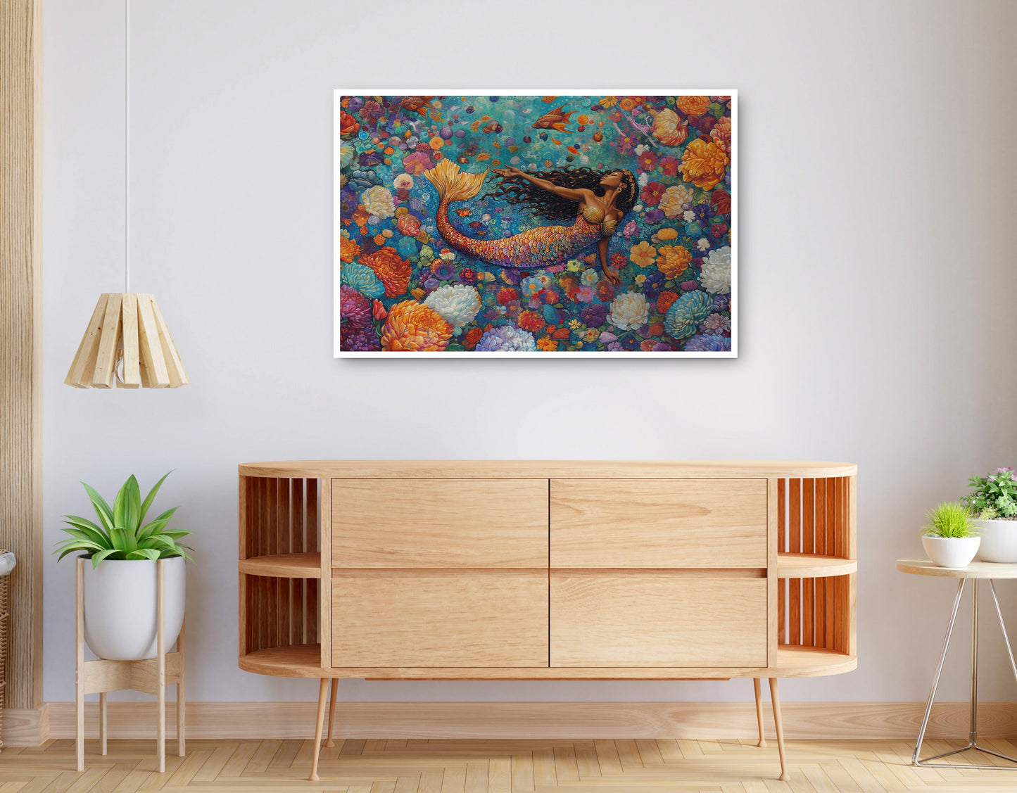 Alternate view of Black Mermaid Coral Reef African American canvas print