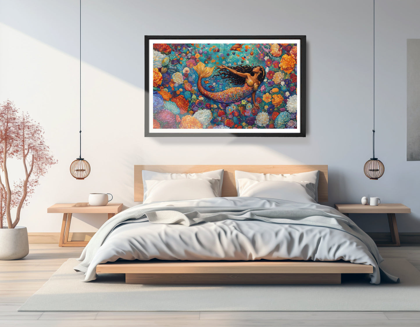 Black Mermaid Coral Reef African American canvas print view 69