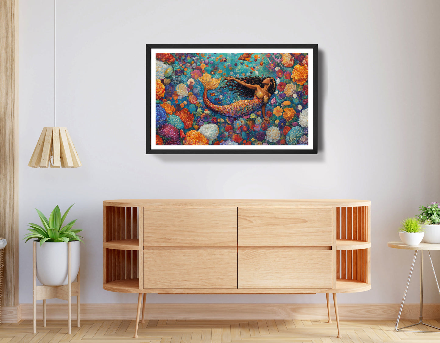 Black Mermaid Coral Reef African American canvas print view 68