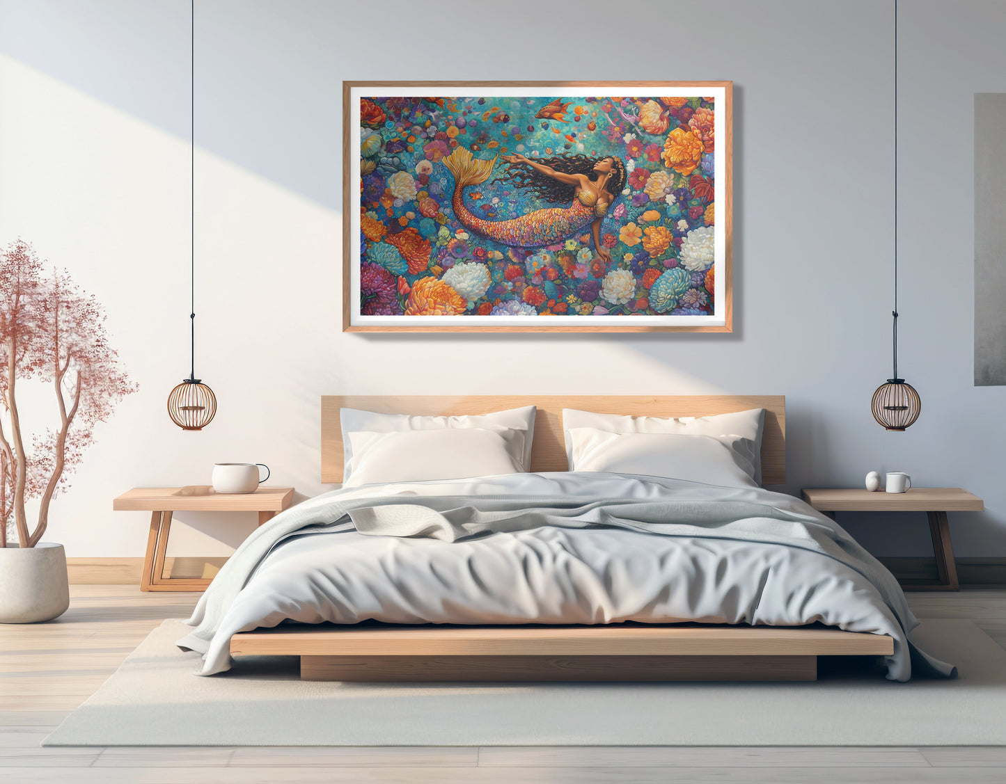 Black Mermaid Coral Reef African American canvas print view 81