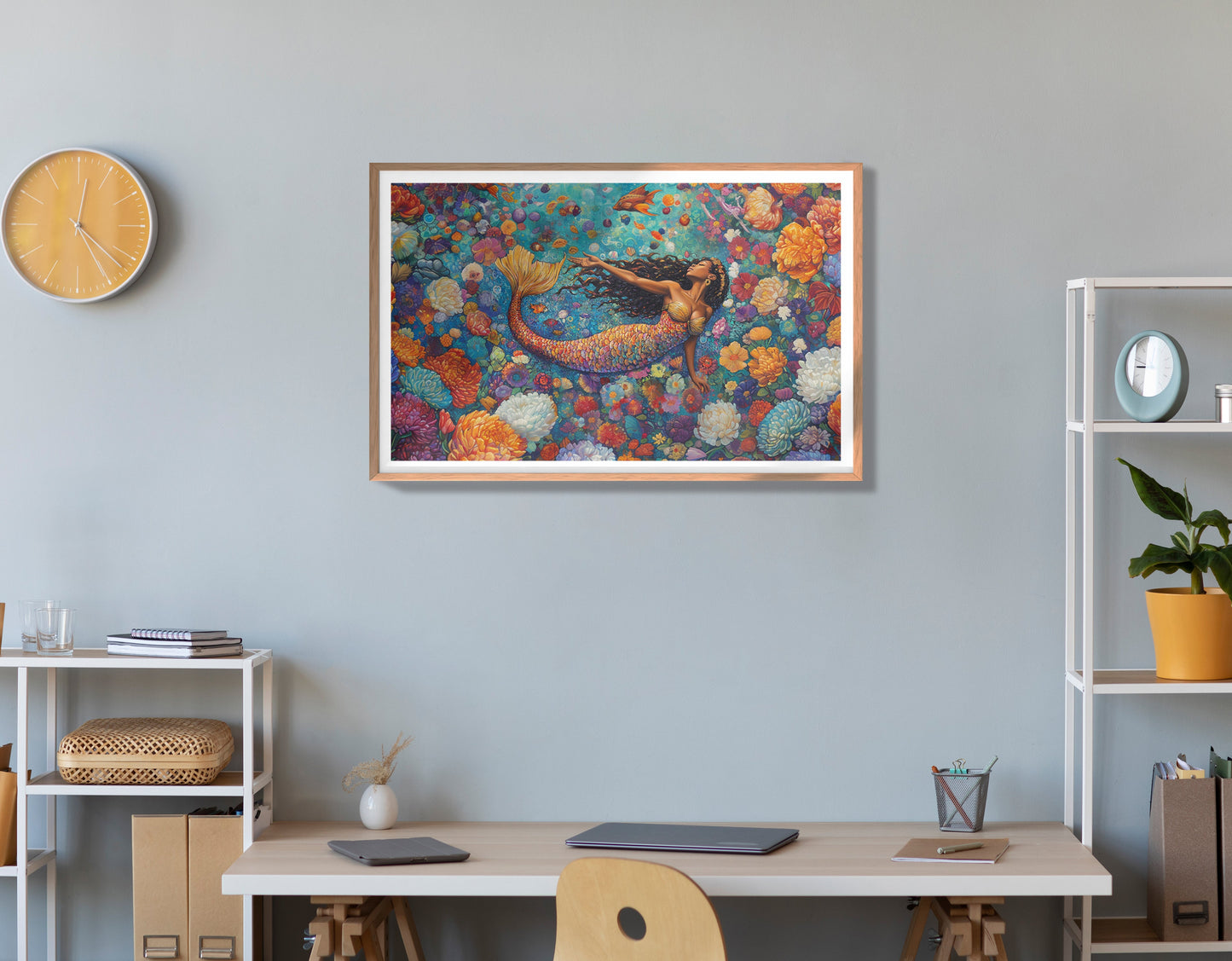 Black Mermaid Coral Reef African American canvas print view 84