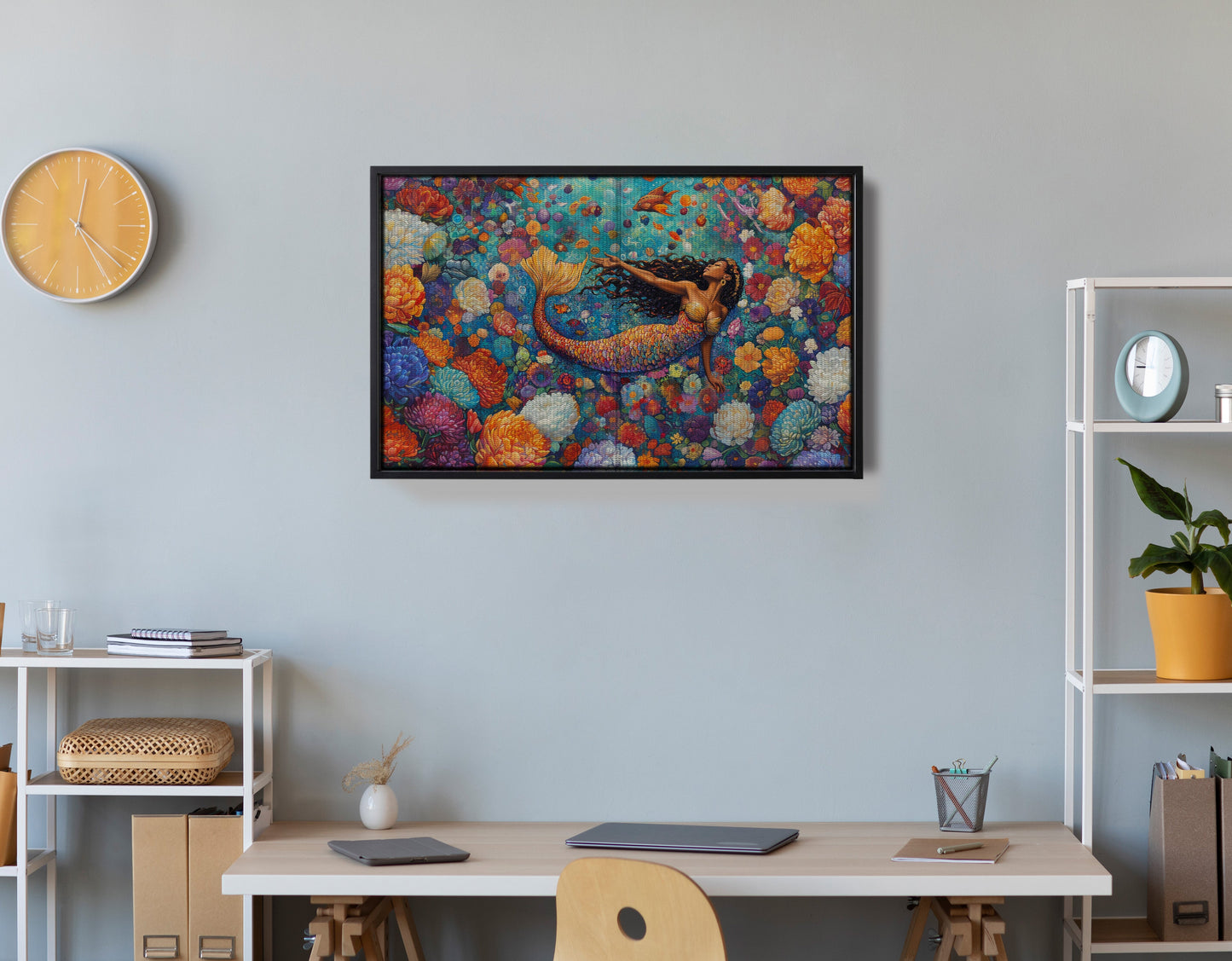 Black Mermaid Coral Reef African American canvas print view 30