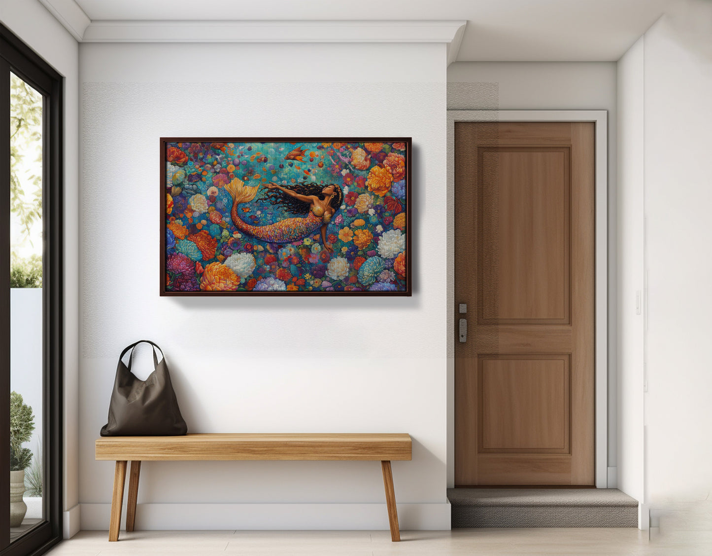 Black Mermaid Coral Reef African American canvas print view 35