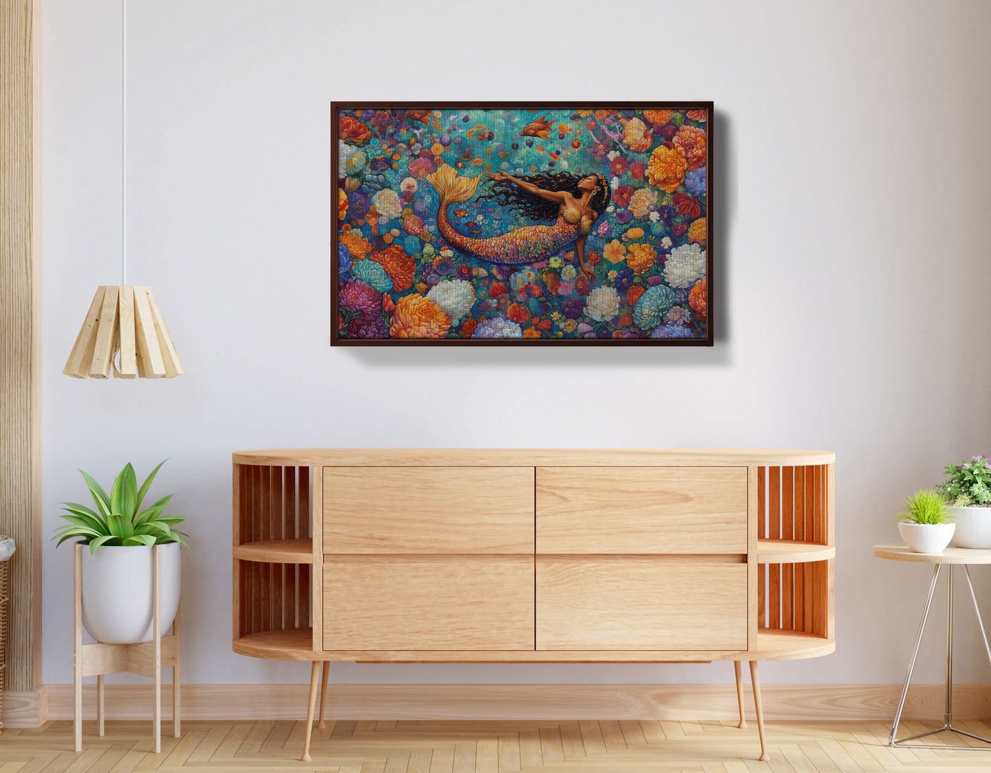 Black Mermaid Coral Reef African American canvas print view 32
