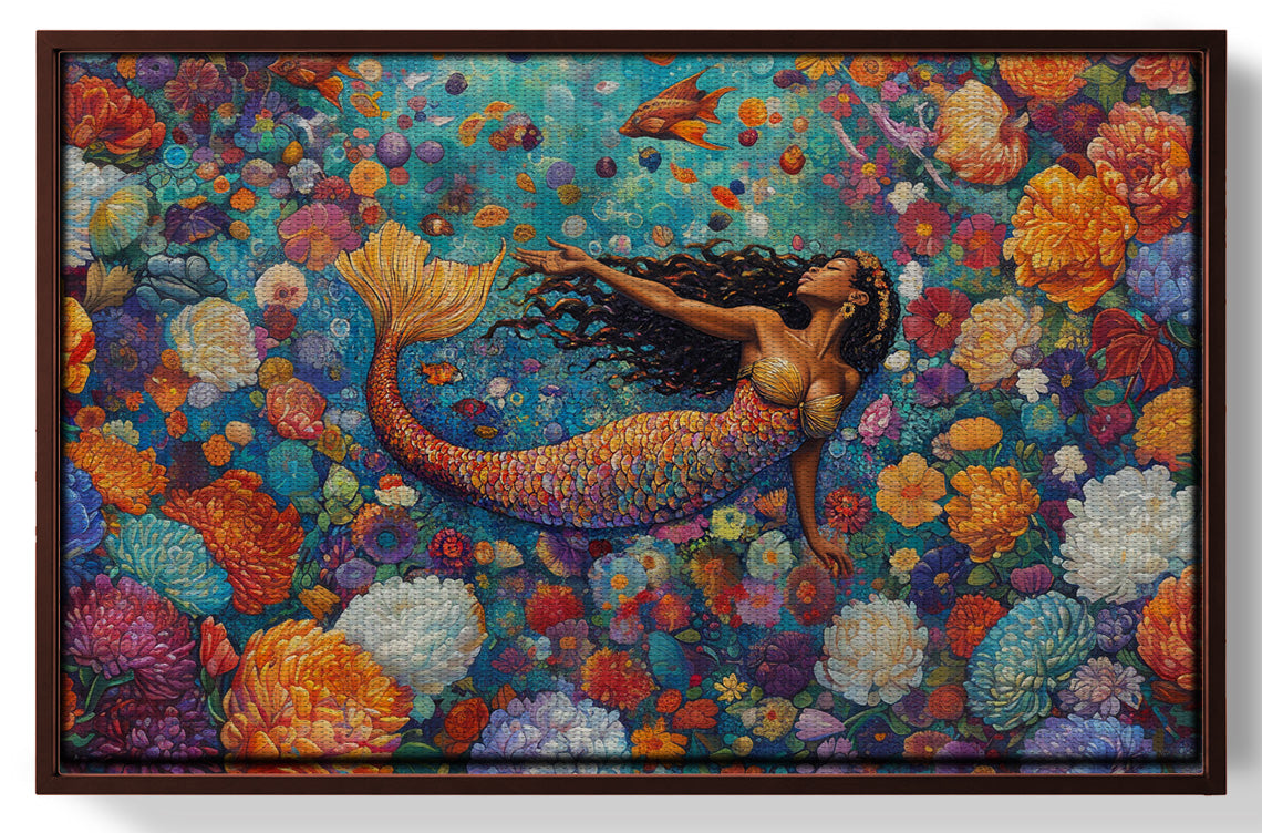 Black Mermaid Coral Reef African American canvas print view 31