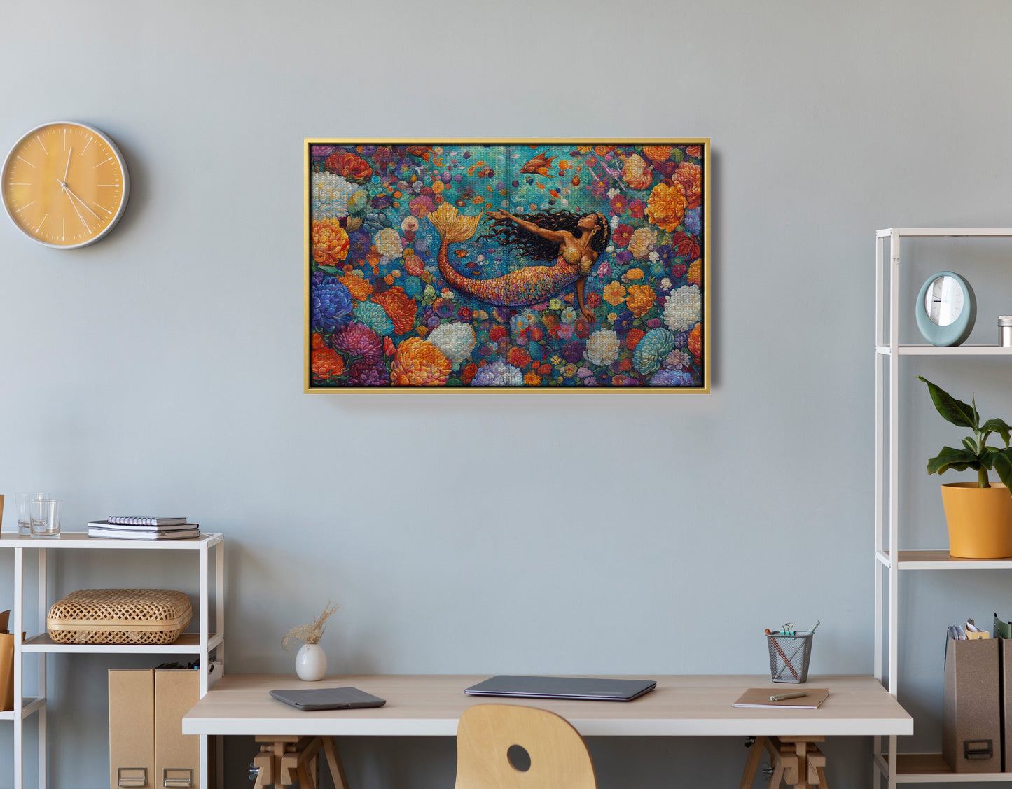 Black Mermaid Coral Reef African American canvas print view 42