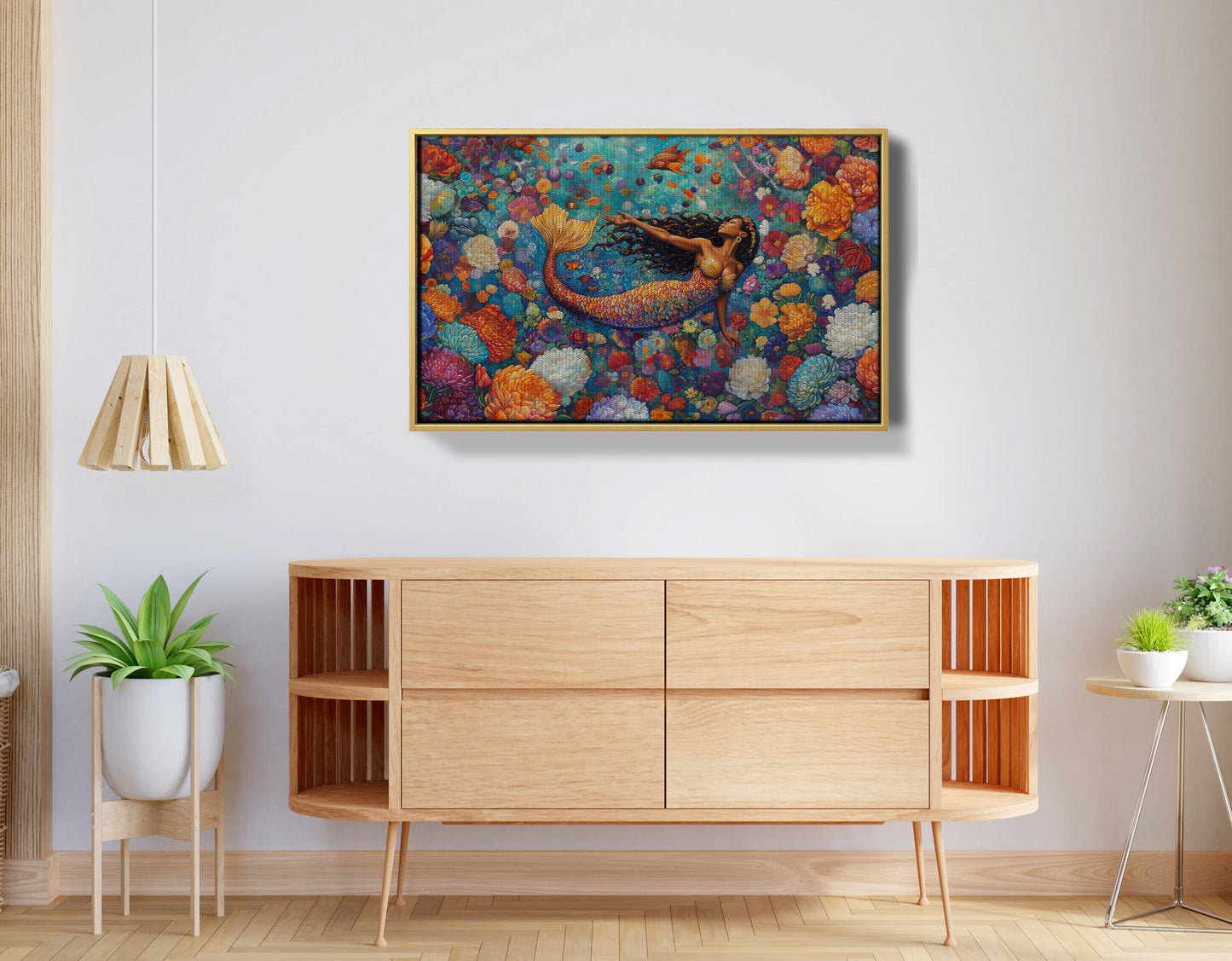 Black Mermaid Coral Reef African American canvas print view 38