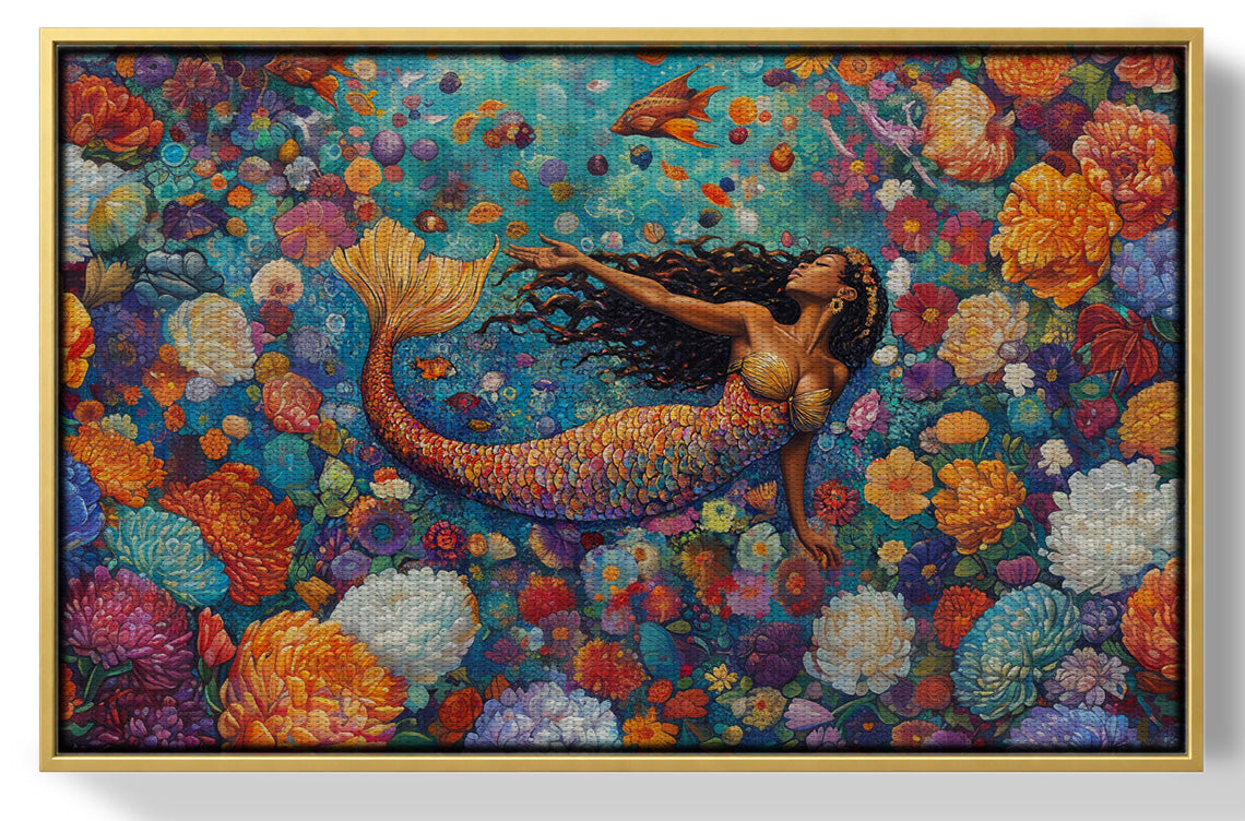 Black Mermaid Coral Reef African American canvas print view 37