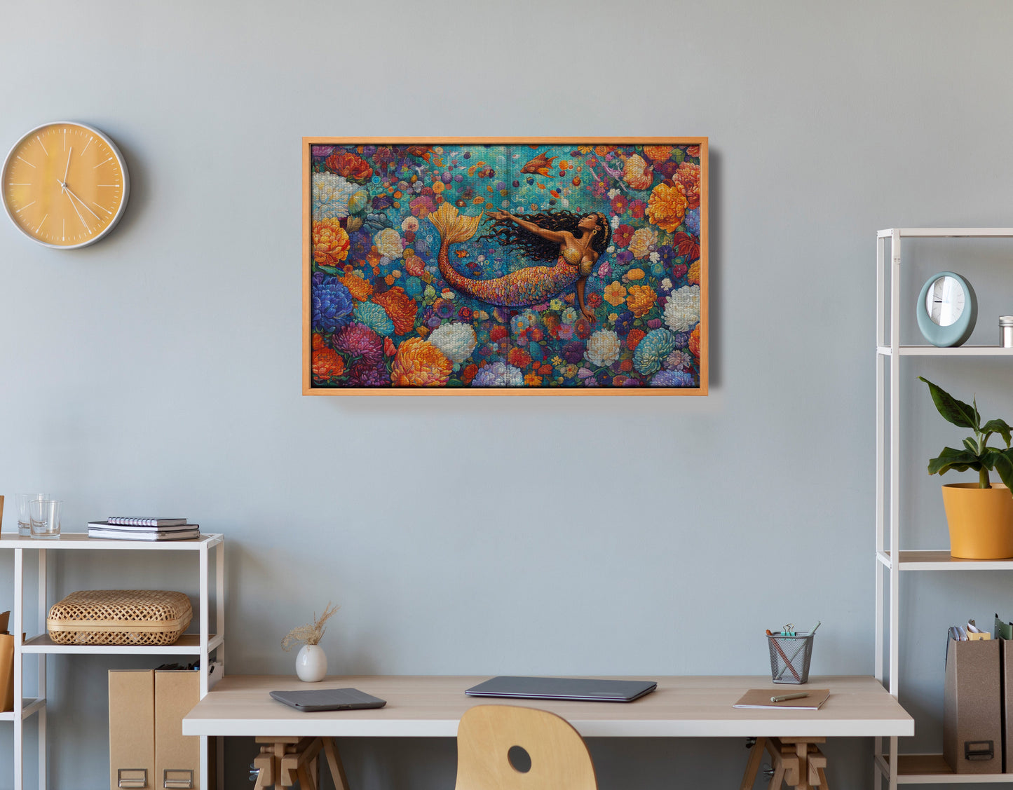 Black Mermaid Coral Reef African American canvas print view 48