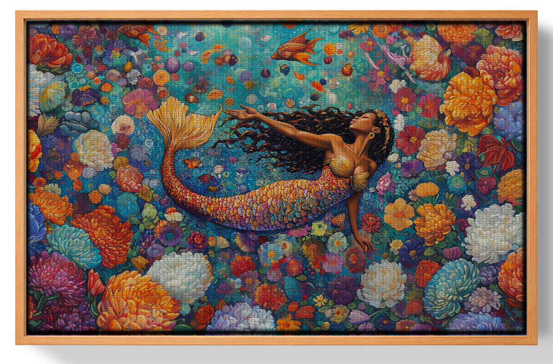 Black Mermaid Coral Reef African American canvas print view 43