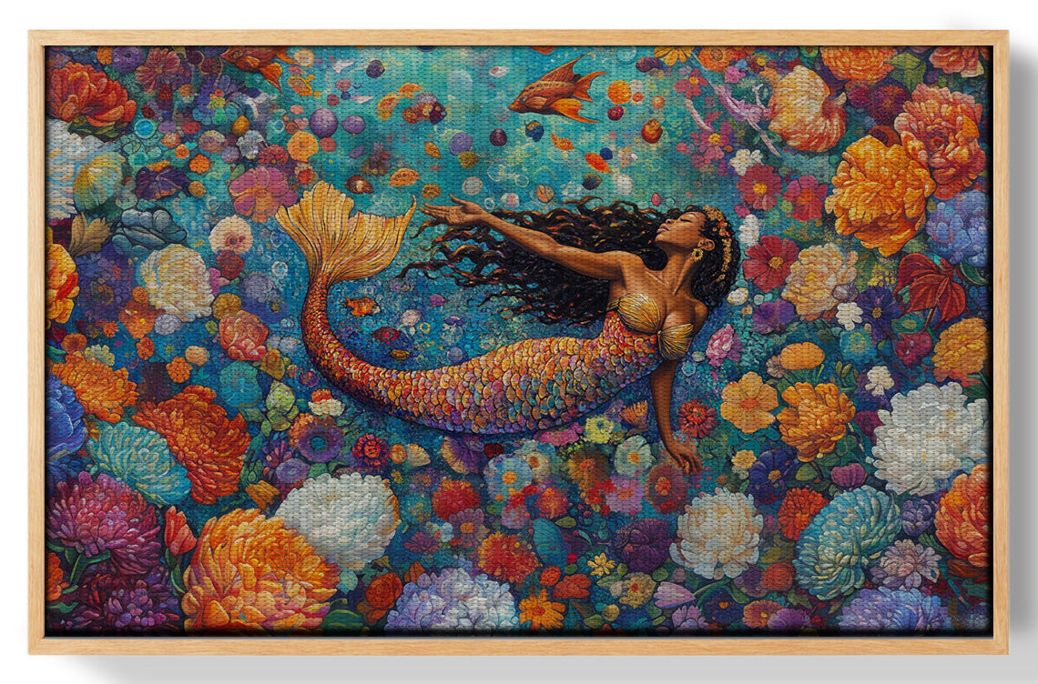 Black Mermaid Coral Reef African American canvas print view 49