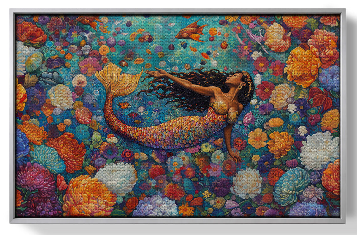 Black Mermaid Coral Reef African American canvas print view 55