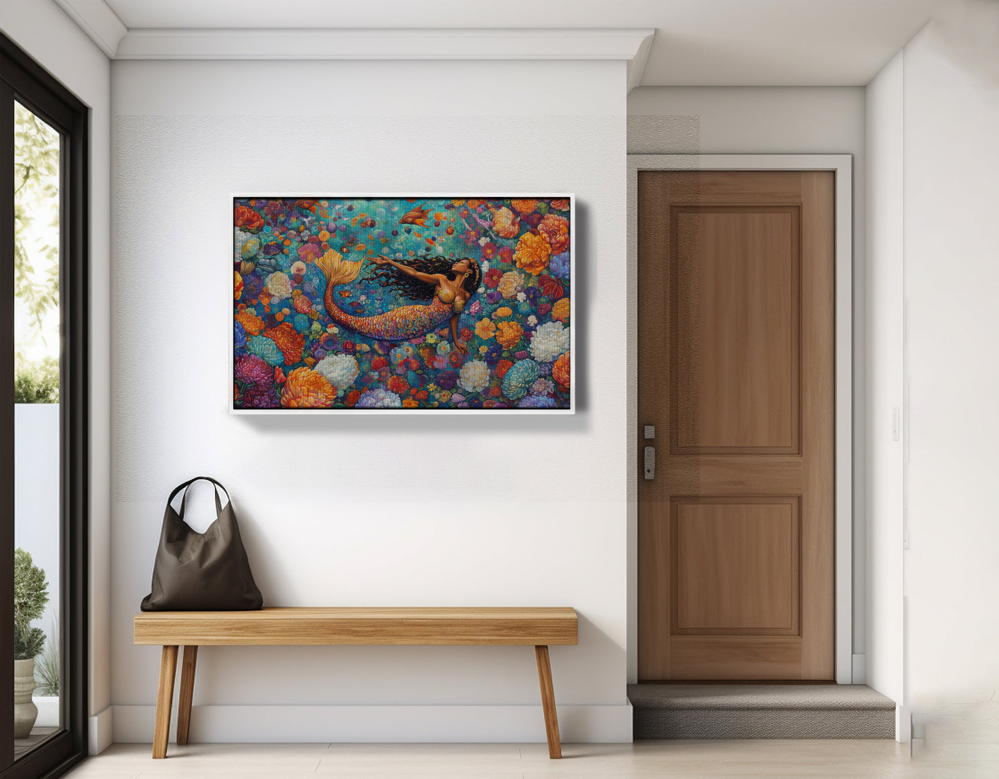 Black Mermaid Coral Reef African American canvas print view 65