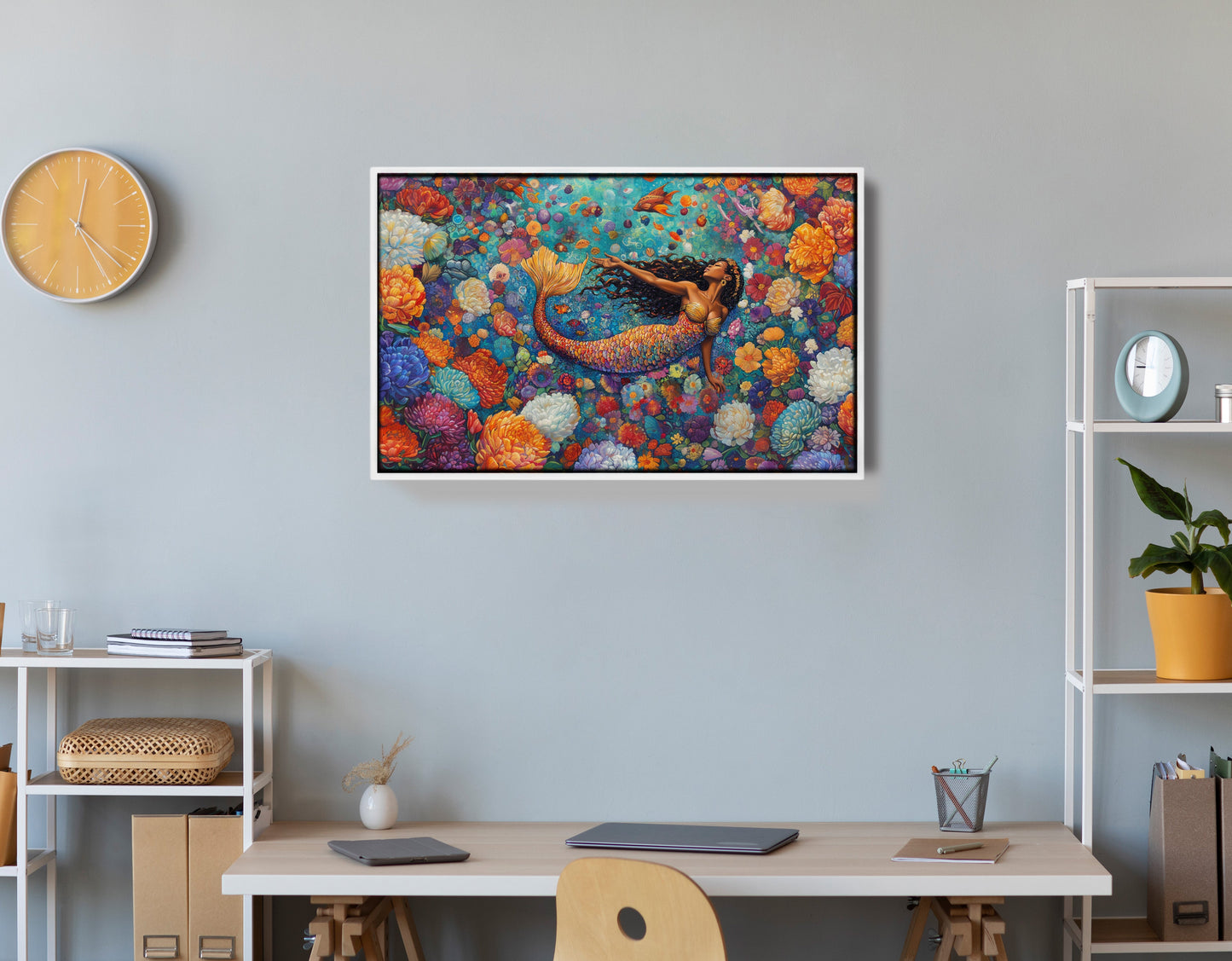 Black Mermaid Coral Reef African American canvas print view 66