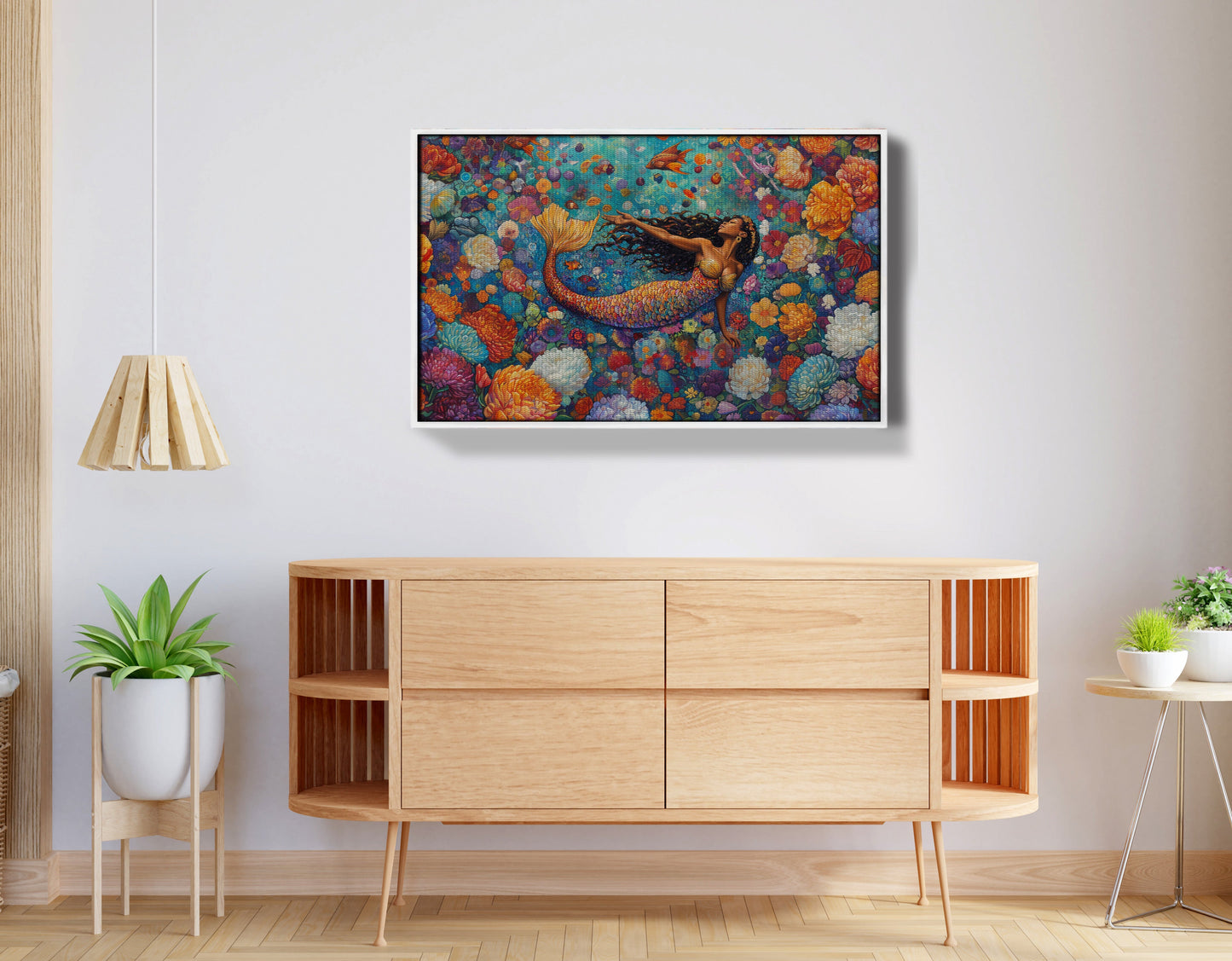 Black Mermaid Coral Reef African American canvas print view 62