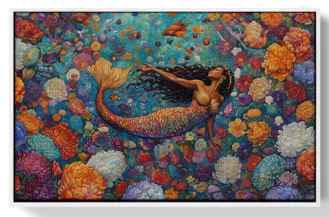 Black Mermaid Coral Reef African American canvas print view 61