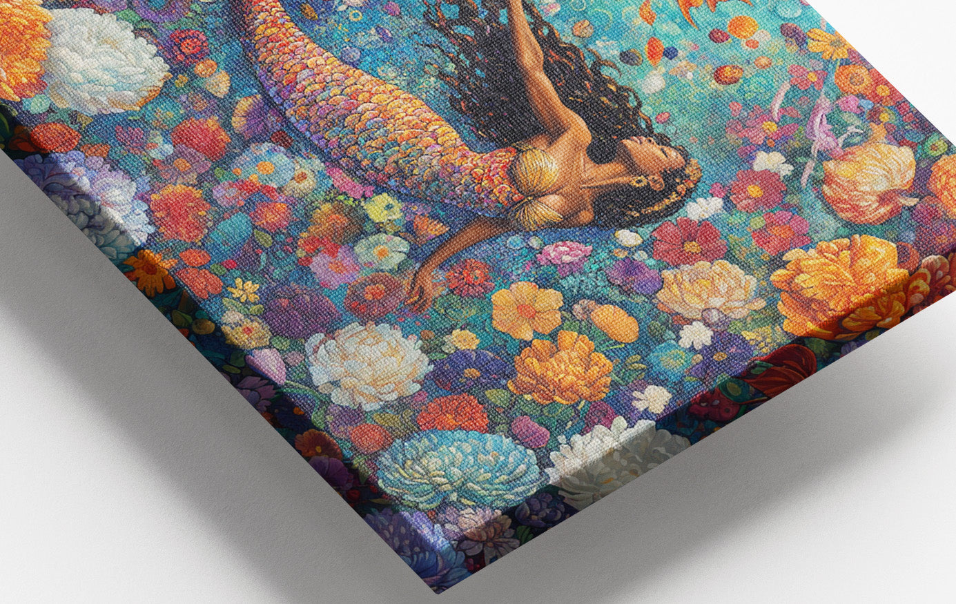 Black Mermaid Coral Reef African American canvas print view 16