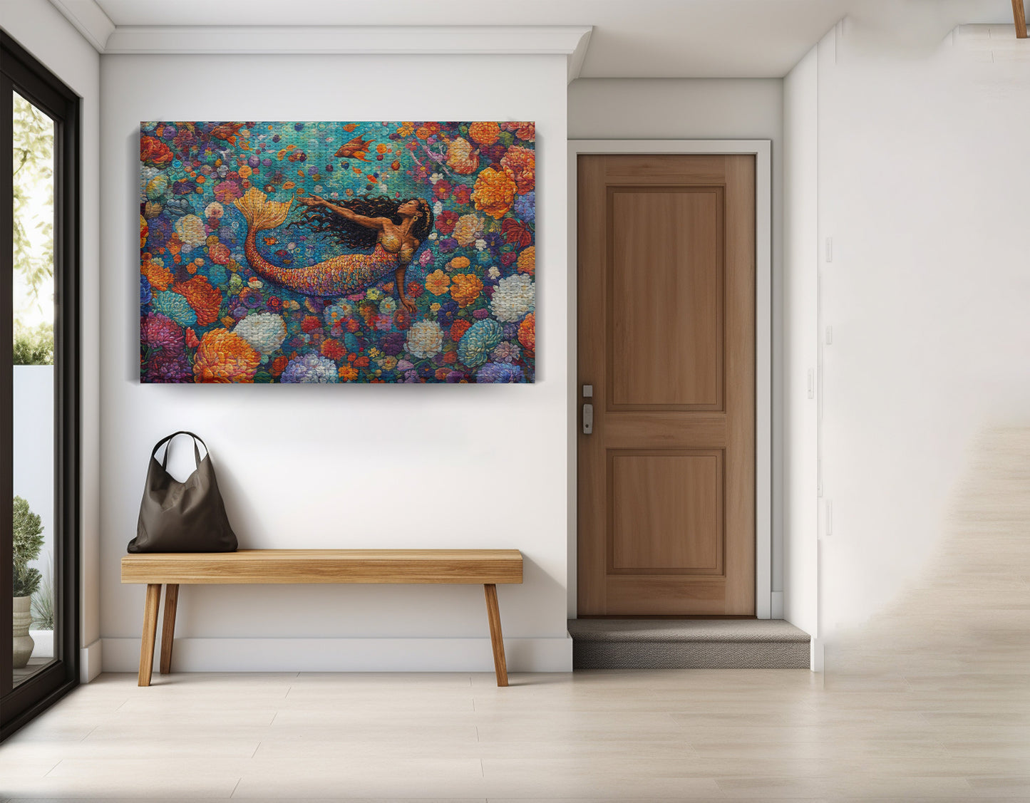 Black Mermaid Coral Reef African American canvas print view 17